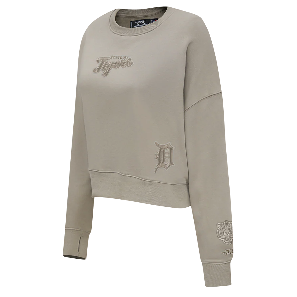 MLB DETROIT TIGERS WINGSPAN WOMEN'S FLC CREWNECK (TAUPE) - Image 4