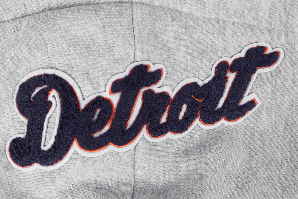 MLB DETROIT TIGERS MASHUP WOMEN'S RIB CROPPED PULLOVER HOODIE (HEATHER GREY/MIDNIGHT NAVY/ORANGE) - Image 6