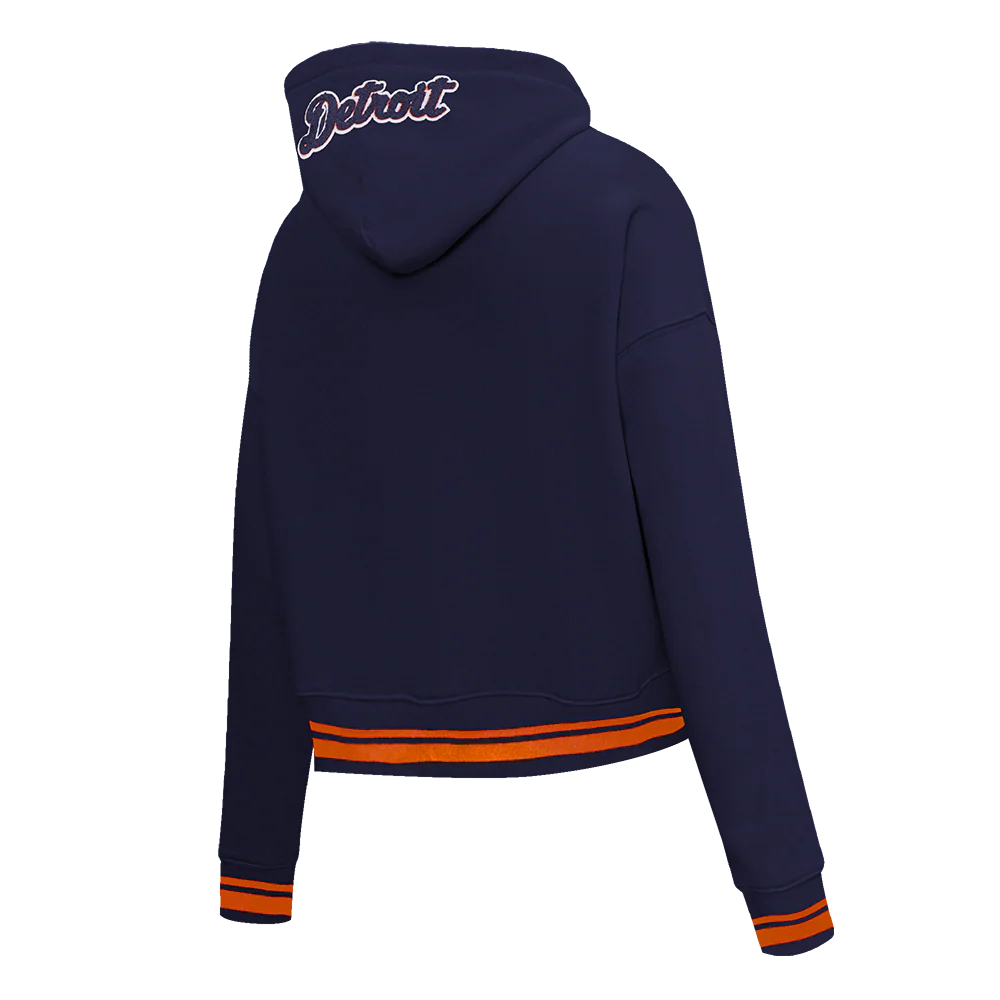 MLB DETROIT TIGERS MASHUP WOMEN'S RIB CROPPED PULLOVER HOODIE (MIDNIGHT NAVY/ORANGE/MIDNIGHT NAVY) - Image 3