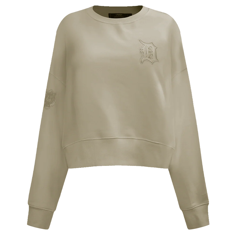 MLB DETROIT TIGERS NEUTRAL WOMEN'S CREWNECK (TAUPE)