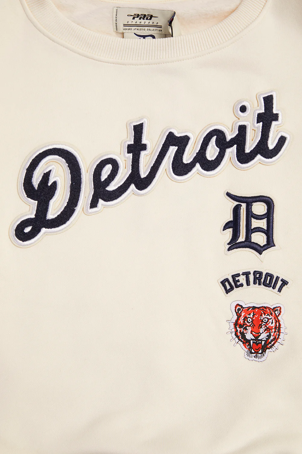 MLB DETROIT TIGERS RETRO CLASSIC WOMEN'S RIB CREWNECK (EGGSHELL/MIDNIGHT NAVY) - Image 6