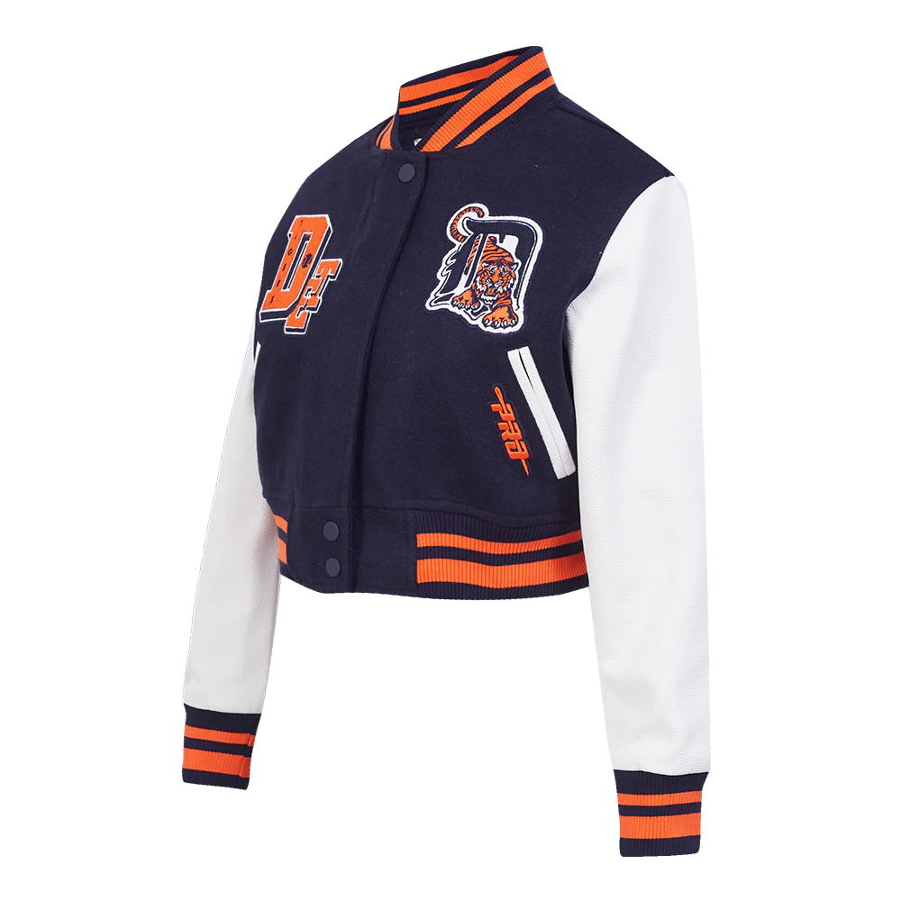 MLB DETROIT TIGERS BEST OF WOMEN'S CROPPED RIB WOOL VARSITY JACKET (MIDNIGHT NAVY/ORANGE/MIDNIGHT NAVY) - Image 5