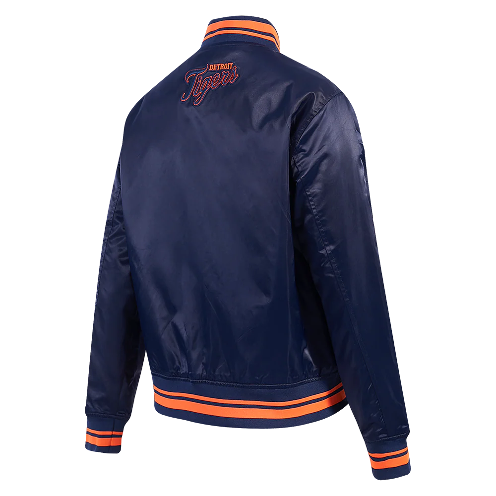 MLB DETROIT TIGERS SCRIPT TAIL WOMEN'S SATIN JACKET (MIDNIGHT NAVY/ORANGE/MIDNIGHT NAVY) - Image 3