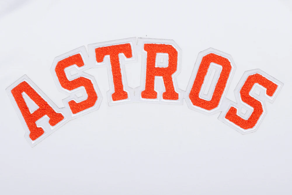 MLB HOUSTON ASTROS CLASSIC CHENILLE MEN'S DOUBLE KNIT SHORT SLEEVE PULLOVER HOODIE (WHITE/MIDNIGHT NAVY) - Image 5