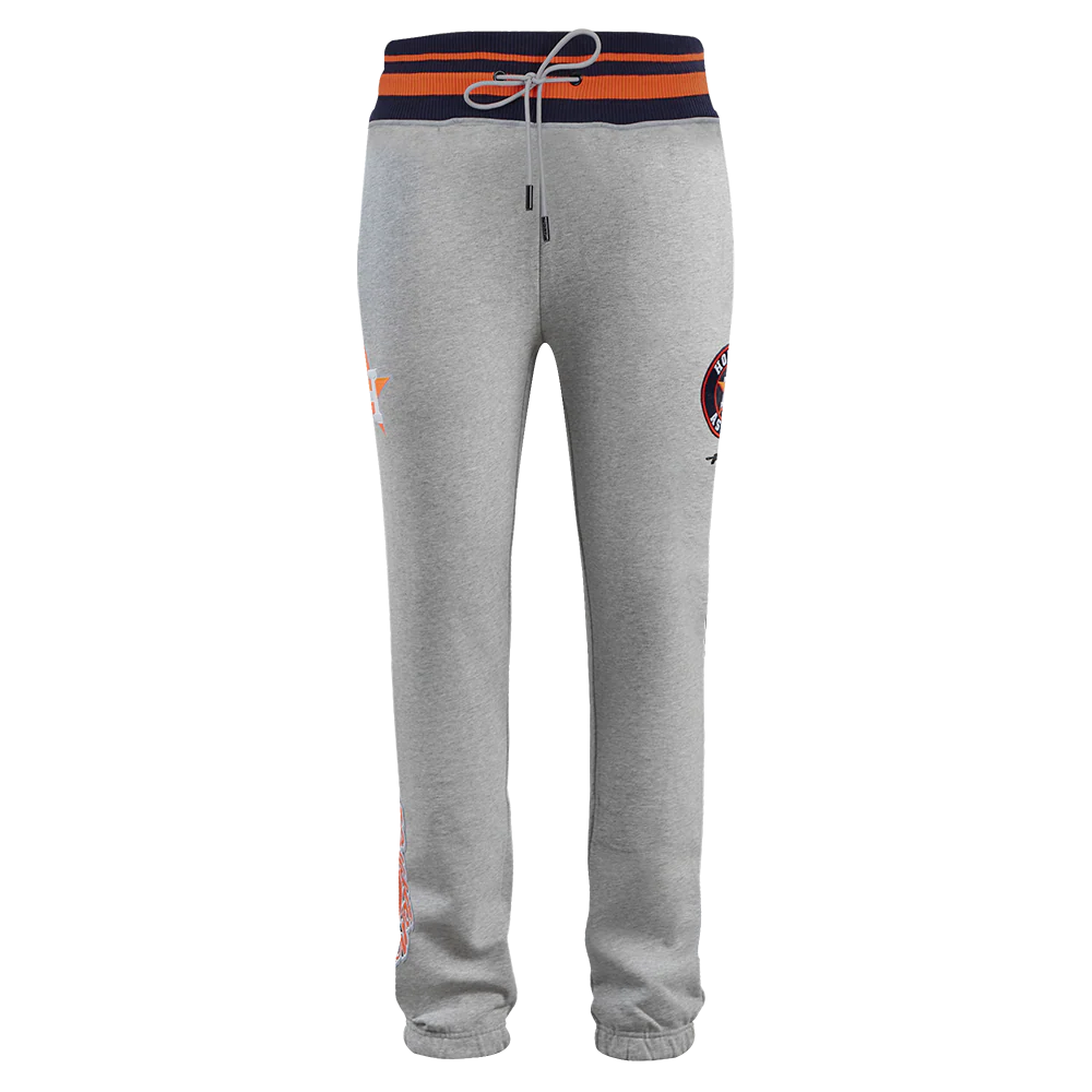 MLB HOUSTON ASTROS SCRIPT TAIL MEN'S RIB FLEECE SWEATPANT (HEATHER GREY/MIDNIGHT NAVY/ORANGE) - Image 2