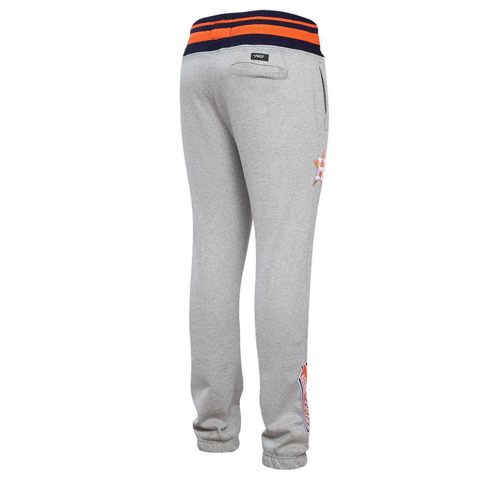 MLB HOUSTON ASTROS SCRIPT TAIL MEN'S RIB FLEECE SWEATPANT (HEATHER GREY/MIDNIGHT NAVY/ORANGE) - Image 4