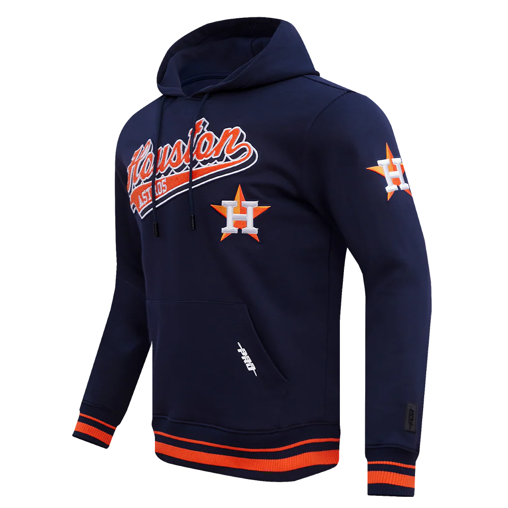 MLB HOUSTON ASTROS SCRIPT TAIL MEN'S RIB FLEECE PULLOVER HOODIE (MIDNIGHT NAVY/ORANGE/MIDNIGHT NAVY) - Image 2