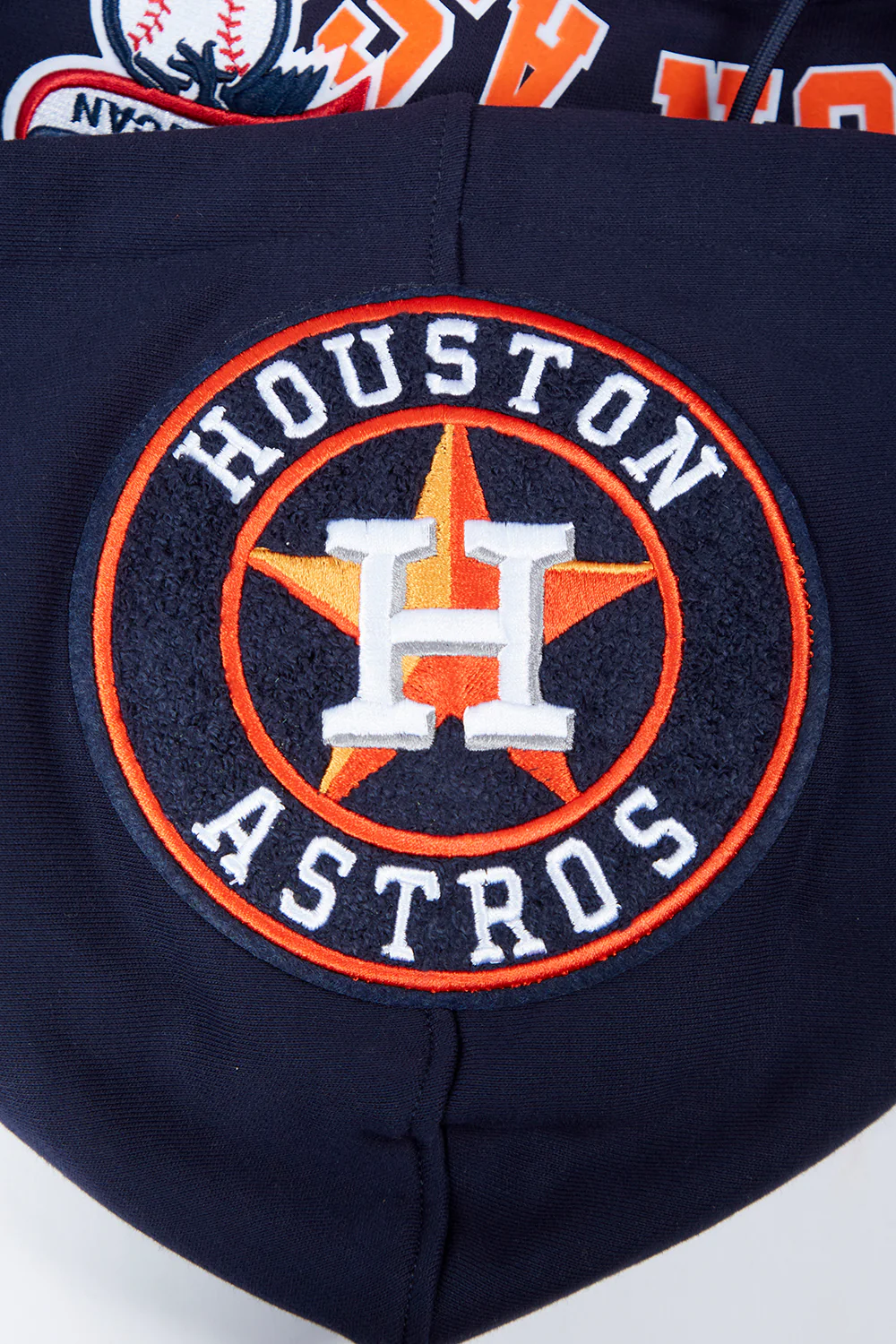 MLB HOUSTON ASTROS AREA CODE MEN'S RIB FLEECE PULLOVER HOODIE (MIDNIGHT NAVY/ORANGE/MIDNIGHT NAVY) - Image 7