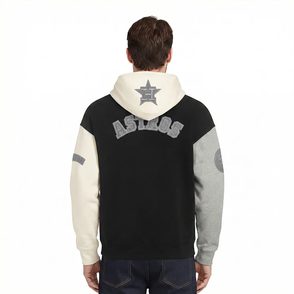 MLB HOUSTON ASTROS REVERSE FRENCH TERRY MEN'S COLOR BLOCK FLEECE PULLOVER HOODIE - Image 2