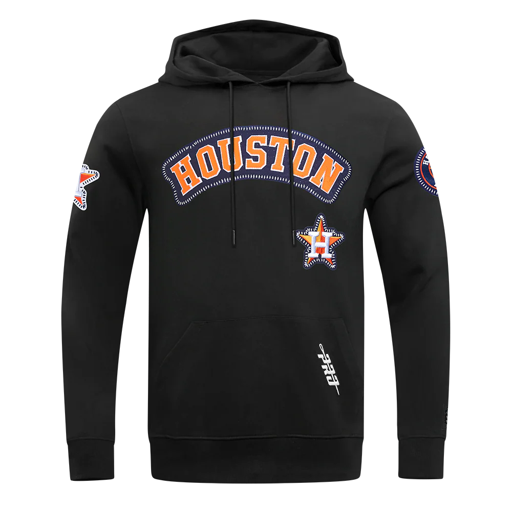 MLB HOUSTON ASTROS DIY PICK STITCH MEN'S DOUBLE KNIT PULLOVER HOODIE (BLACK) - Image 3