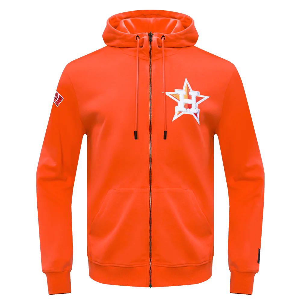 MLB HOUSTON ASTROS CLASSIC CHENILLE MEN'S FULL ZIP PULLOVER HOODIE (ORANGE)