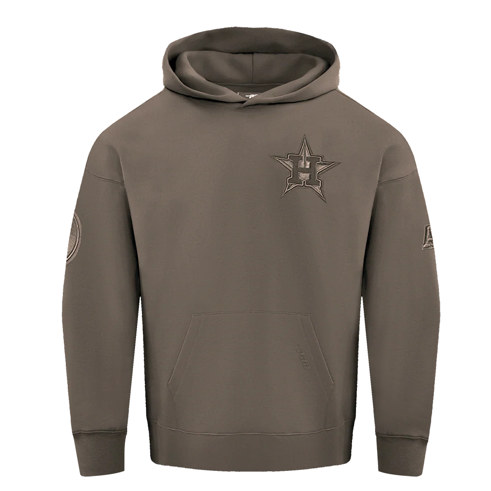 MLB HOUSTON ASTROS NEUTRAL MEN'S DROP SHOULDER PULLOVER HOODIE (DARK TAUPE)