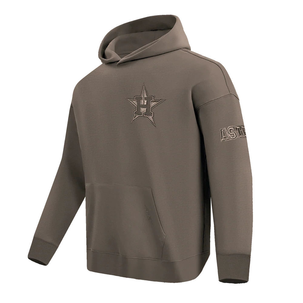 MLB HOUSTON ASTROS NEUTRAL MEN'S DROP SHOULDER PULLOVER HOODIE (DARK TAUPE) - Image 2