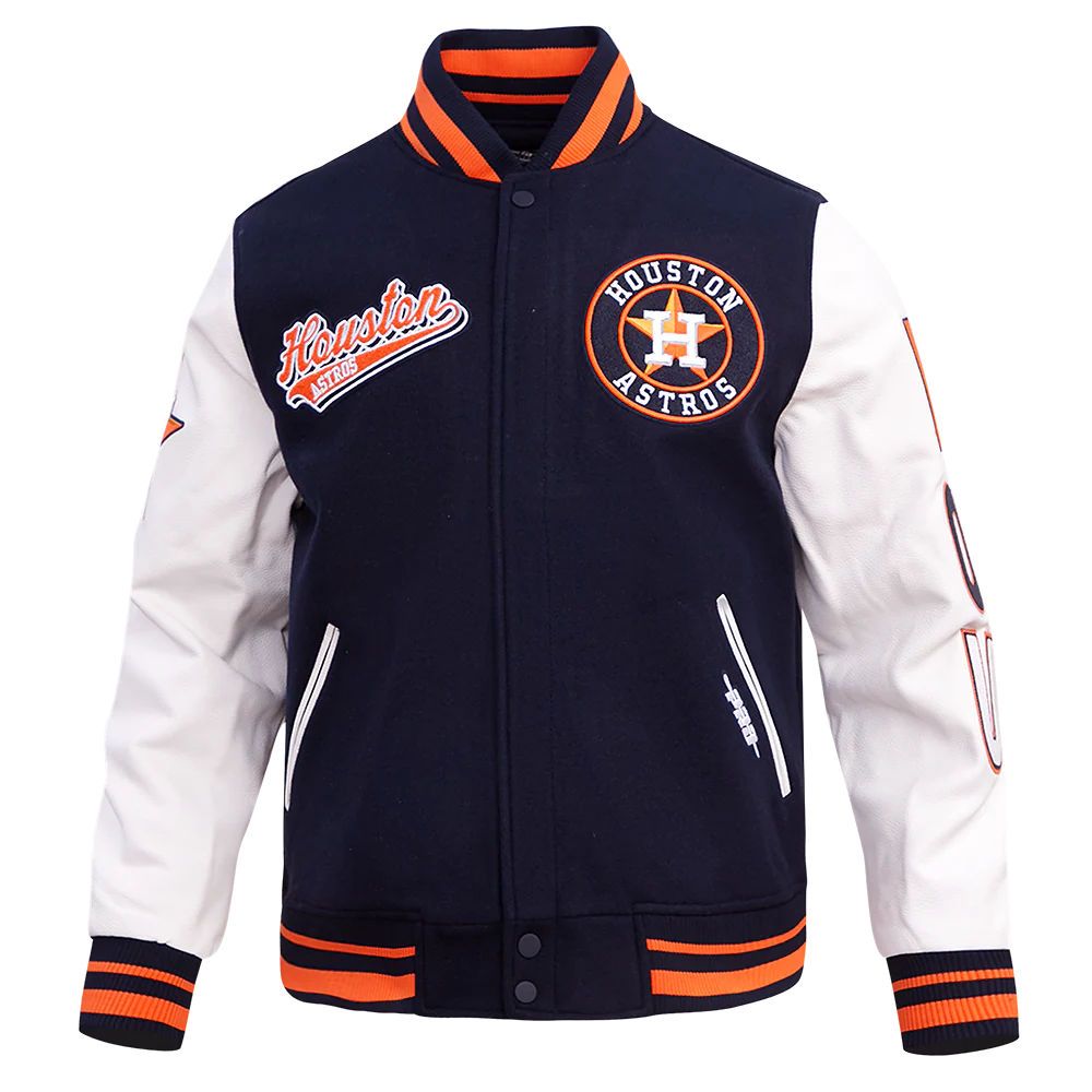 MLB HOUSTON ASTROS SCRIPT TAIL MEN'S RIB WOOL VARSITY (MIDNIGHT NAVY/ORANGE/MIDNIGHT NAVY)