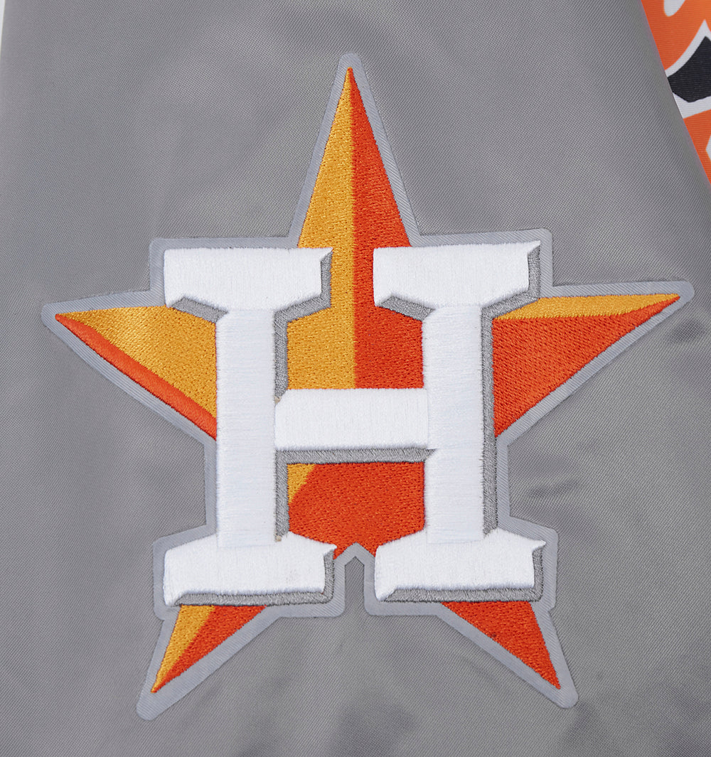 MLB HOUSTON ASTROS SCRIPT TAIL MEN'S SATIN JACKET (GRAY) - Image 7