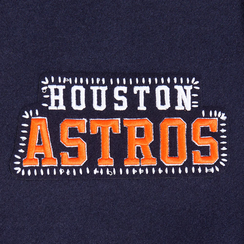 MLB HOUSTON ASTROS DIY PICK STITCH MEN'S RIB WOOL VARSITY JACKET (MIDNIGHT NAVY/ORANGE/MIDNIGHT NAVY) - Image 13