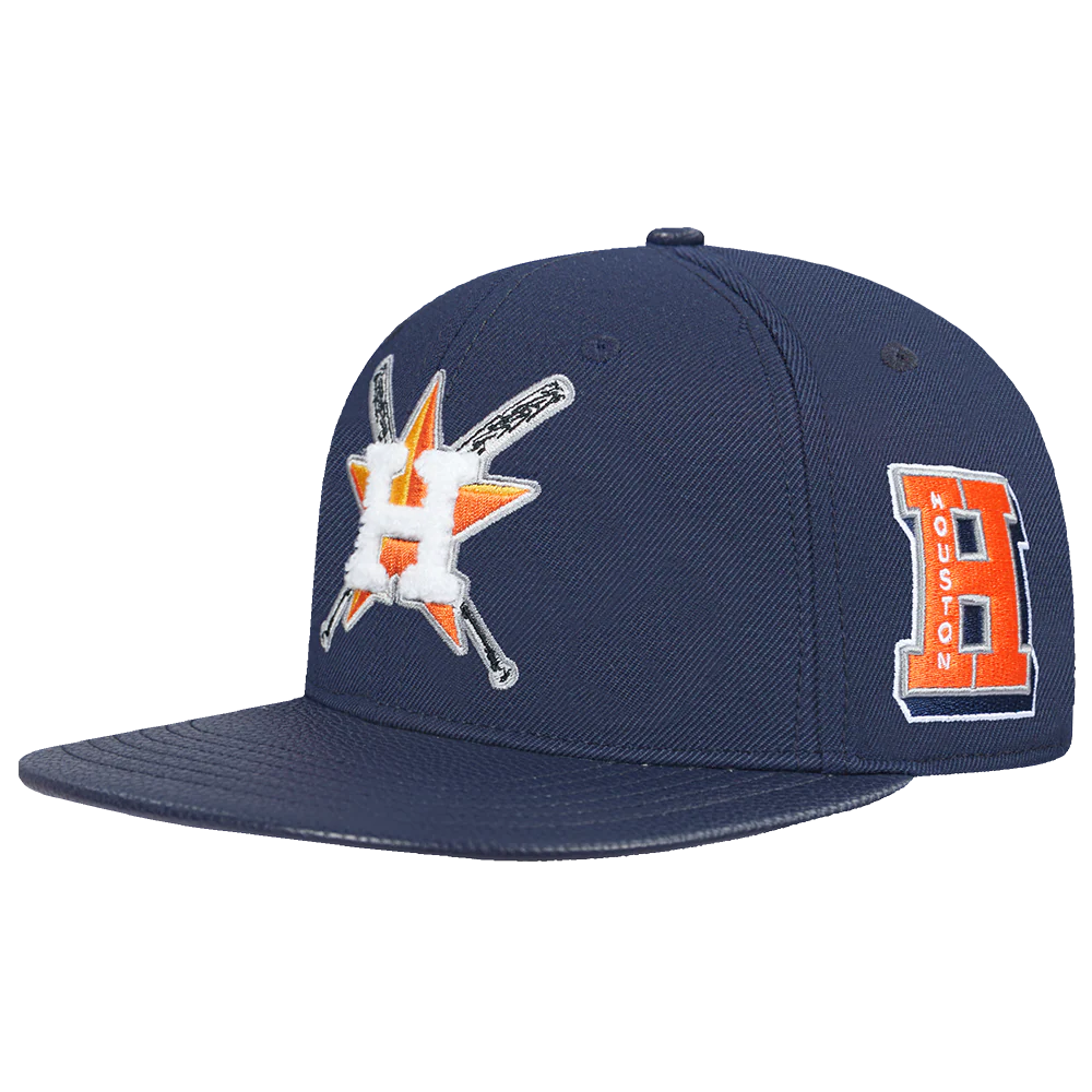 MLB HOUSTON ASTROS MASHUP UNISEX WOOL LEATHER STRAPBACK HAT (MIDNIGHT NAVY) - Image 2