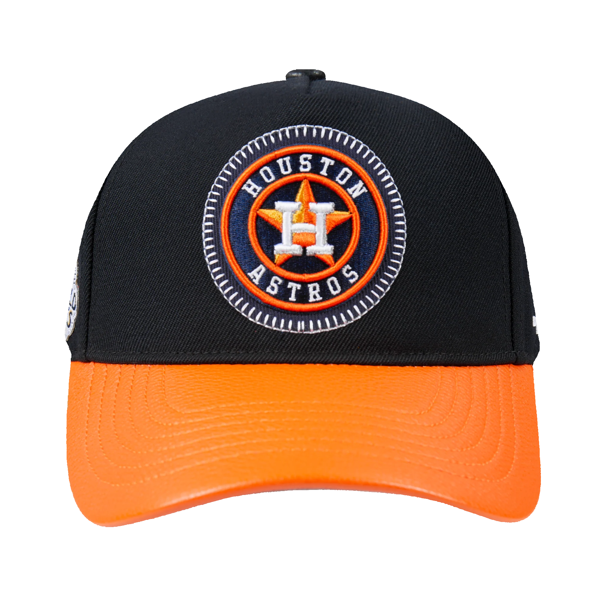 MLB HOUSTON ASTROS DIY PICK STITCH LEATHER PINCH FRONT STRAPBACK (BLACK)