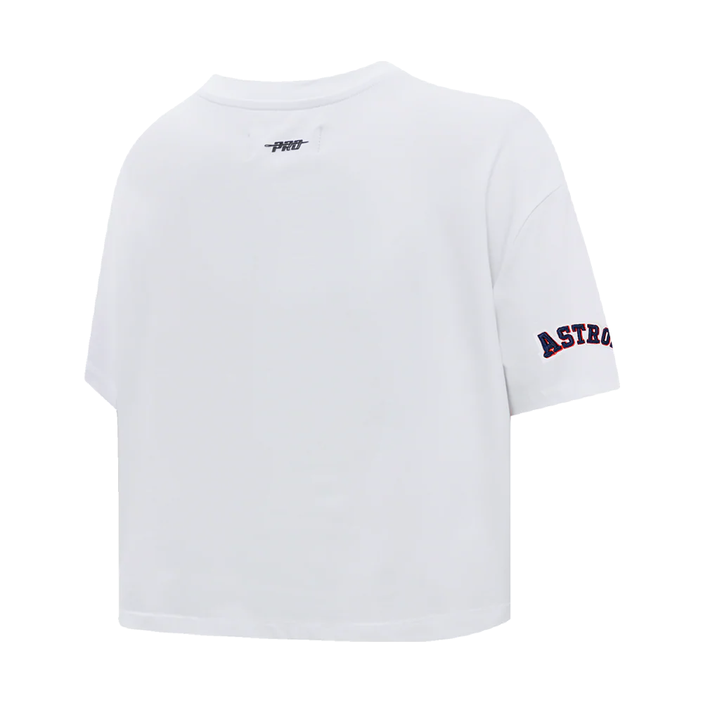 MLB HOUSTON ASTROS SCRIPT TAIL WOMEN'S SINGLE JERSEY BOXY TOP (WHITE) - Image 3