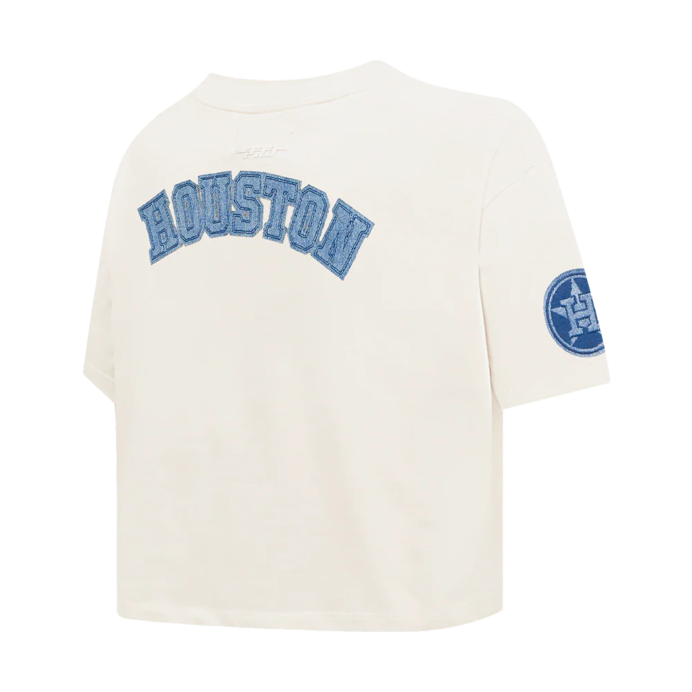 MLB HOUSTON ASTROS VARSITY BLUES WOMEN'S BOXY TOP (LINEN) - Image 4