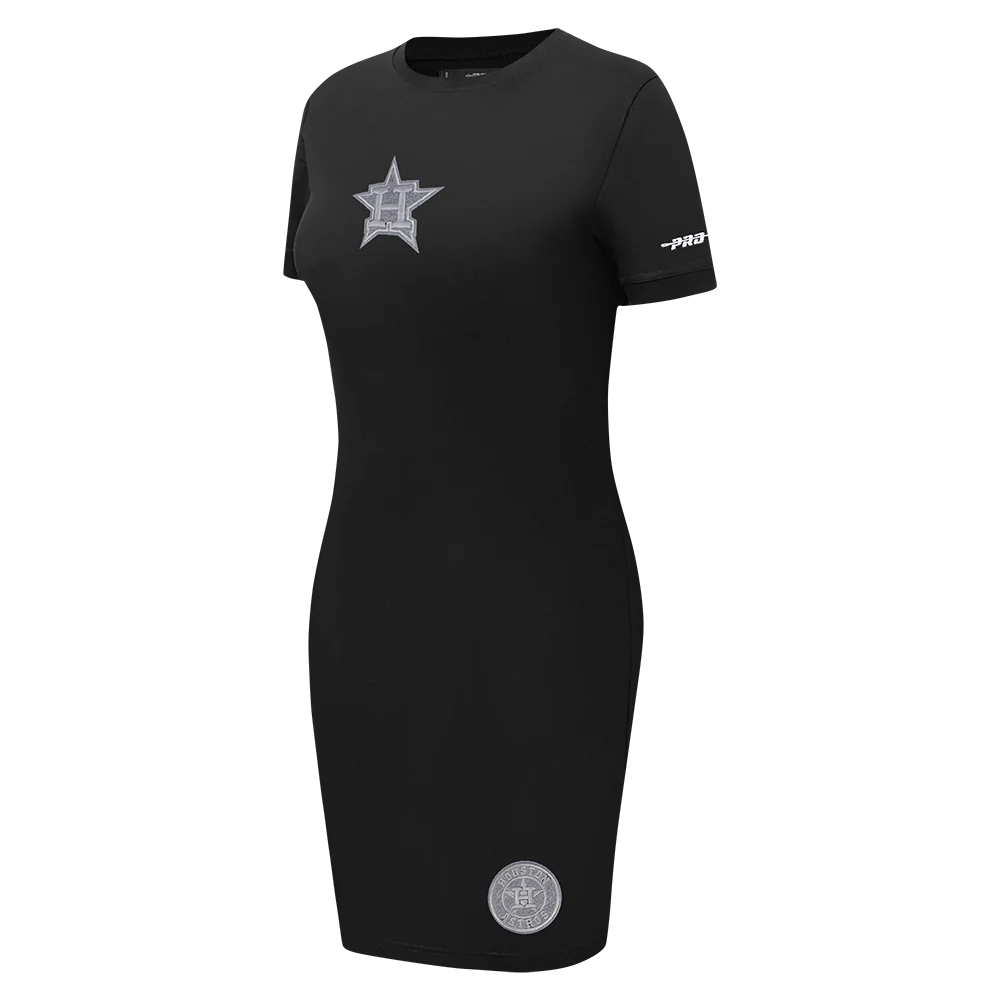 MLB HOUSTON ASTROS REVERSE FRENCH TERRY WOMEN'S BODYCON DRESS (BLACK) - Image 6