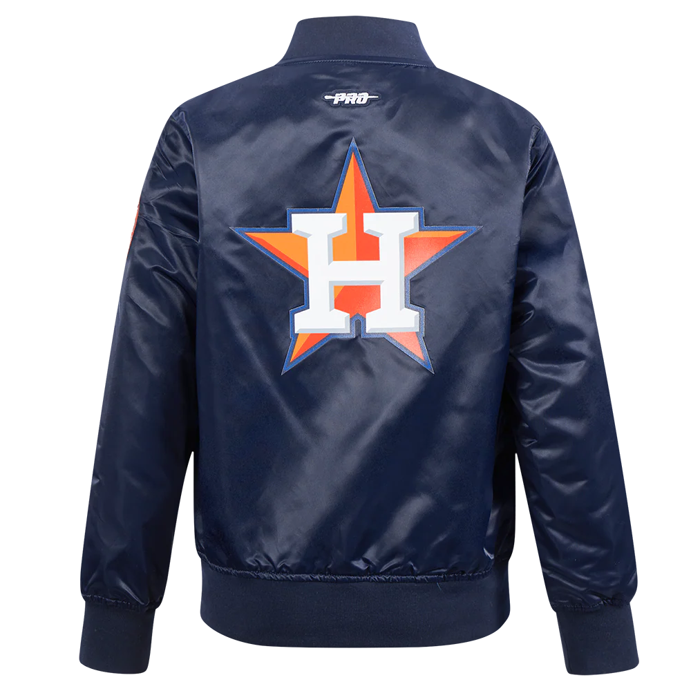 MLB HOUSTON ASTROS CLASSIC BIG BOYS SATIN JACKET (MIDNIGHT NAVY) - Image 3