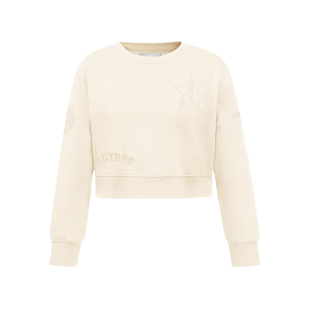 MLB HOUSTON ASTROS NEUTRAL BIG GIRLS FLEECE CREWNECK (EGGSHELL)