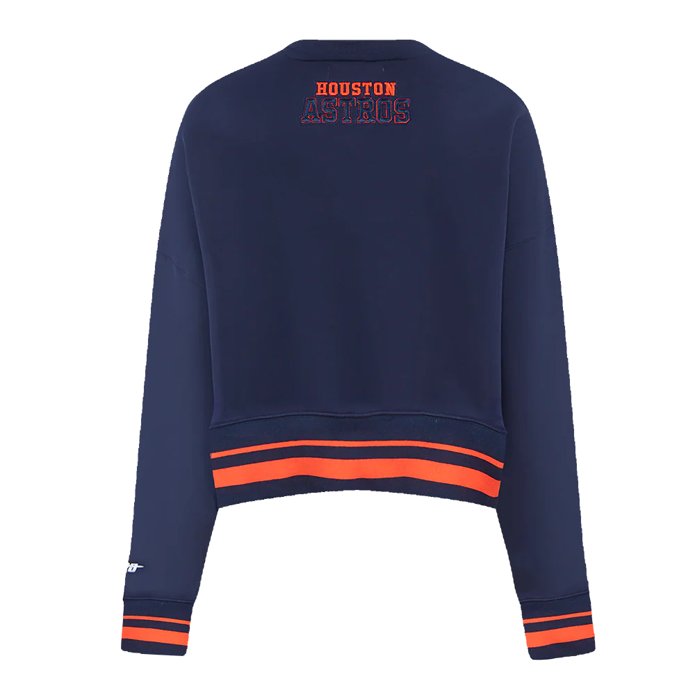 MLB HOUSTON ASTROS AREA CODE WOMEN'S RIB FLEECE CREWNECK (MIDNIGHT NAVY/ORANGE/MIDNIGHT NAVY) - Image 3