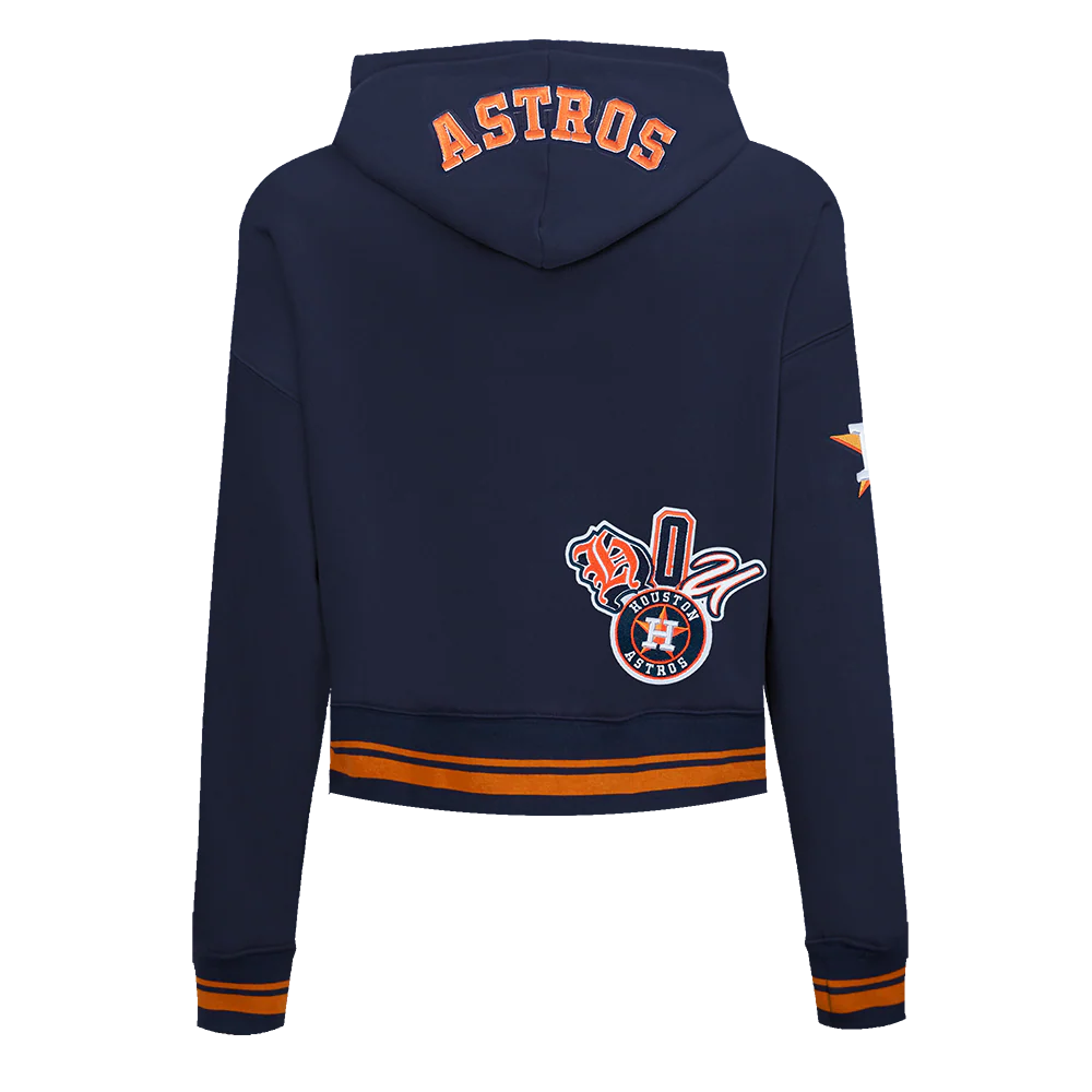 MLB HOUSTON ASTROS CITY RANSOM WOMEN'S RIB FLC CROPPED PO HOODIE (MIDNIGHT NAVY/ORANGE/MIDNIGHT NAVY) - Image 3