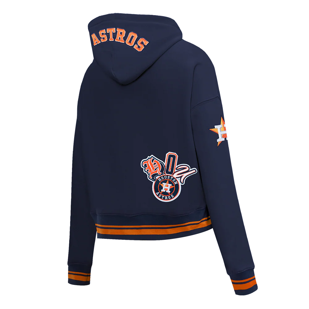 MLB HOUSTON ASTROS CITY RANSOM WOMEN'S RIB FLC CROPPED PO HOODIE (MIDNIGHT NAVY/ORANGE/MIDNIGHT NAVY) - Image 4