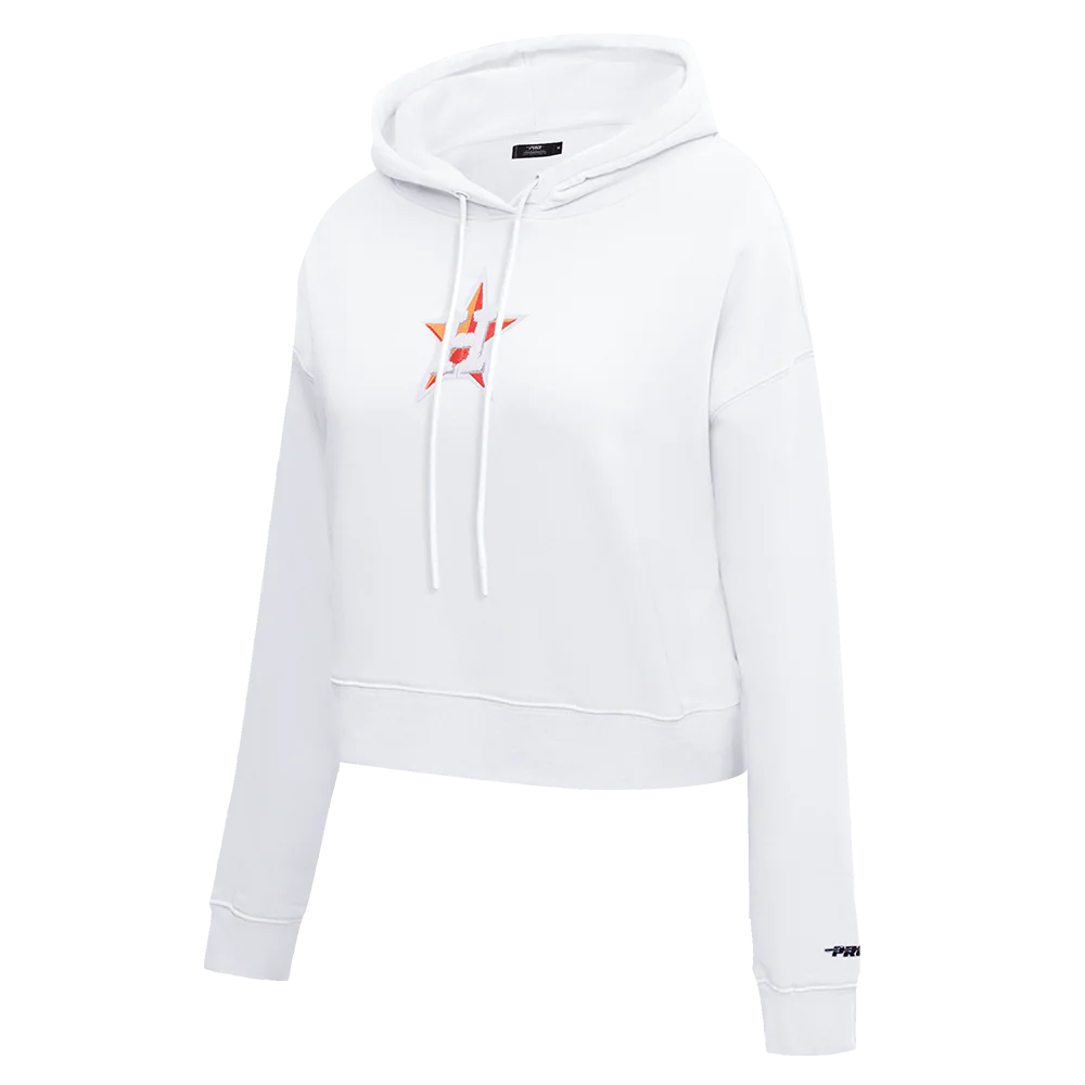 MLB HOUSTON ASTROS CLASSIC WOMEN'S CROPPED PULLOVER HOODIE (WHITE) - Image 2