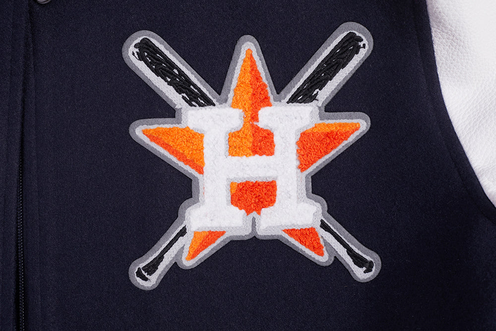 MLB HOUSTON ASTROS MASHUP WOMEN'S RIB WOOL VARSITY JACKET (MIDNIGHT NAVY/ORANGE/MIDNIGHT NAVY) - Image 5
