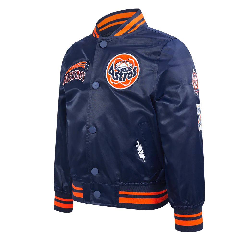MLB HOUSTON ASTROS RETRO CLASSIC TODDLER BOYS RIB SATIN JACKET (MIDNIGHT NAVY/ORANGE/MIDNIGHT NAVY) - Image 2