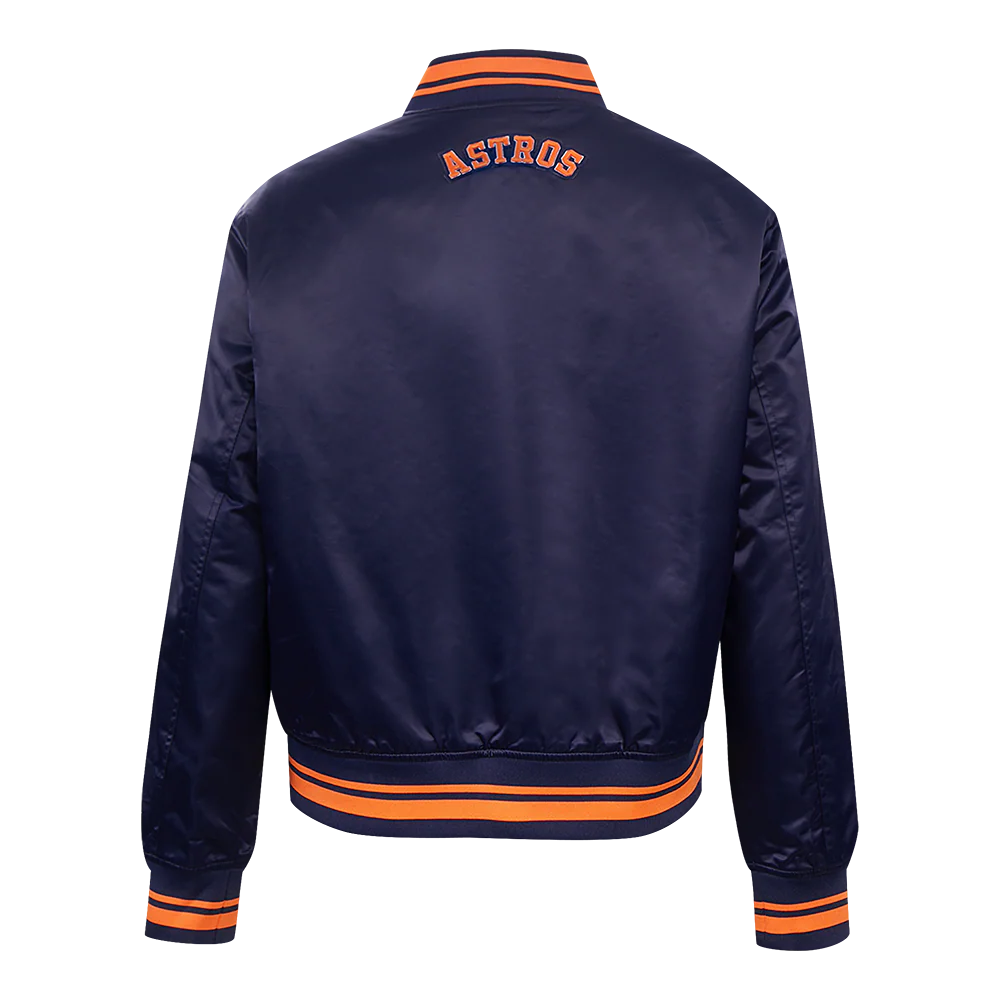 MLB HOUSTON ASTROS SCRIPT TAIL WOMEN'S SATIN JACKET (MIDNIGHT NAVY/ORANGE/MIDNIGHT NAVY) - Image 3