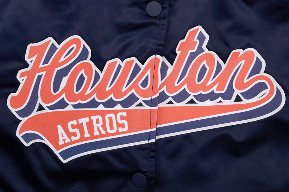 MLB HOUSTON ASTROS SCRIPT TAIL WOMEN'S SATIN JACKET (MIDNIGHT NAVY/ORANGE/MIDNIGHT NAVY) - Image 5