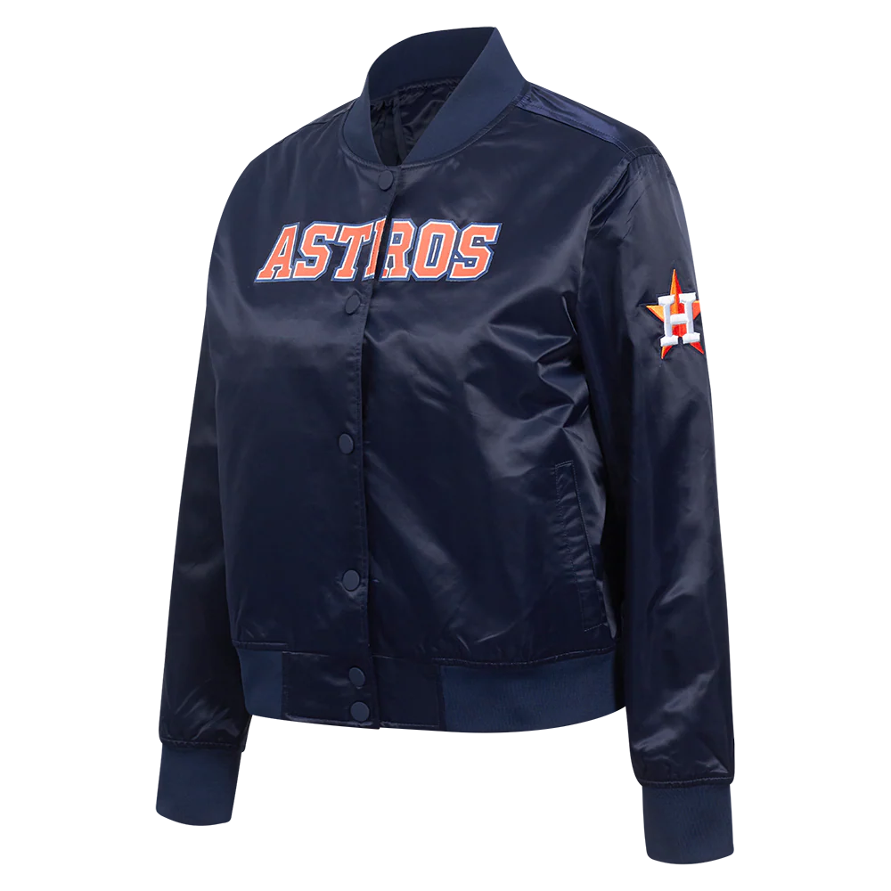 MLB HOUSTON ASTROS CLASSIC WOMEN'S SATIN JACKET (MIDNIGHT NAVY) - Image 2