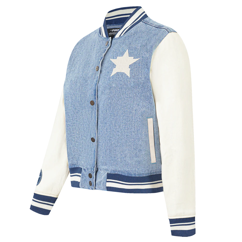 MLB HOUSTON ASTROS VARSITY BLUES WOMEN'S DENIM VARSITY JACKET (DENIM/LINEN) - Image 2