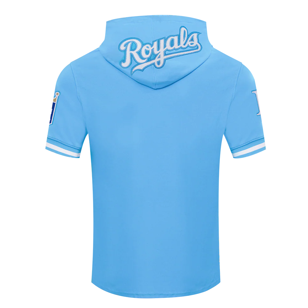 MLB KANSAS CITY ROYALS BOBBY WITT JR. #7 CLASSIC MEN'S SHORT SLEEVE PULLOVER HOODIE (UNIVERSITY BLUE) - Image 4