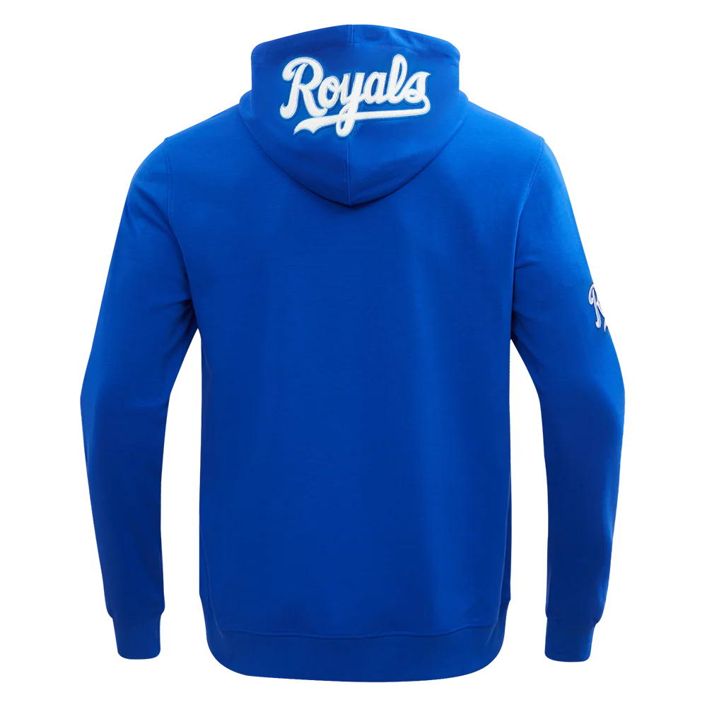 MLB KANSAS CITY ROYALS CLASSIC CHENILLE MEN'S FULL ZIP PULLOVER HOODIE (ROYAL BLUE) - Image 4
