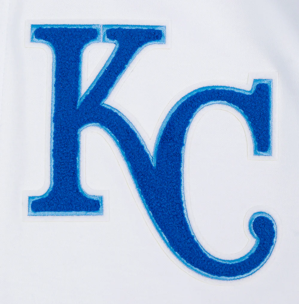 MLB KANSAS CITY ROYALS CLASSIC CHENILLE MEN'S FULL ZIP PULLOVER HOODIE (WHITE) - Image 7