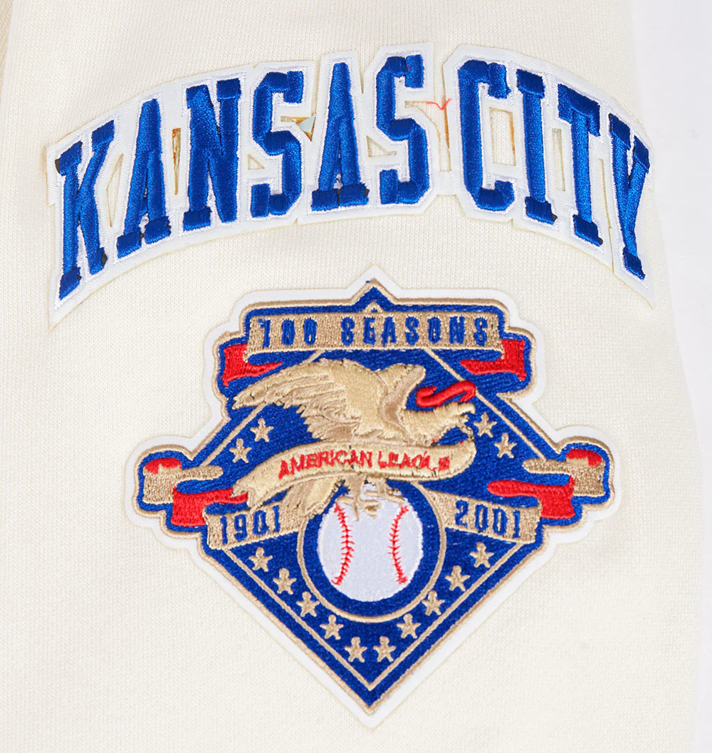 MLB KANSAS CITY ROYALS RETRO CLASSIC MEN'S PULLOVER HOODIE (EGGSHELL/UNIVERSAL BLUE) - Image 7