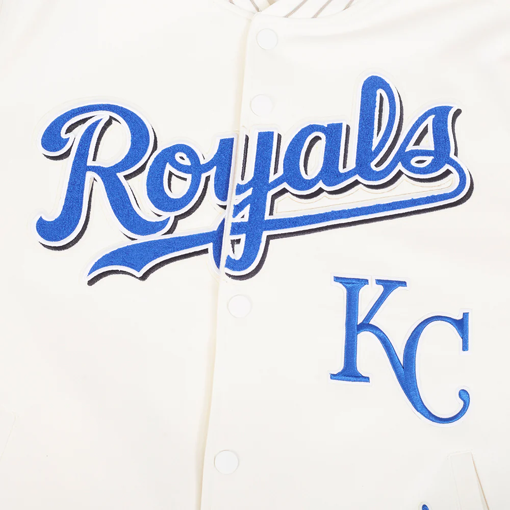 MLB KANSAS CITY ROYALS COOPERSTOWN LOGO MEN'S PRO GAME DAY DOUBLE KNIT JACKET (EGGSHELL/TAUPE/EGGSHELL) - Image 5