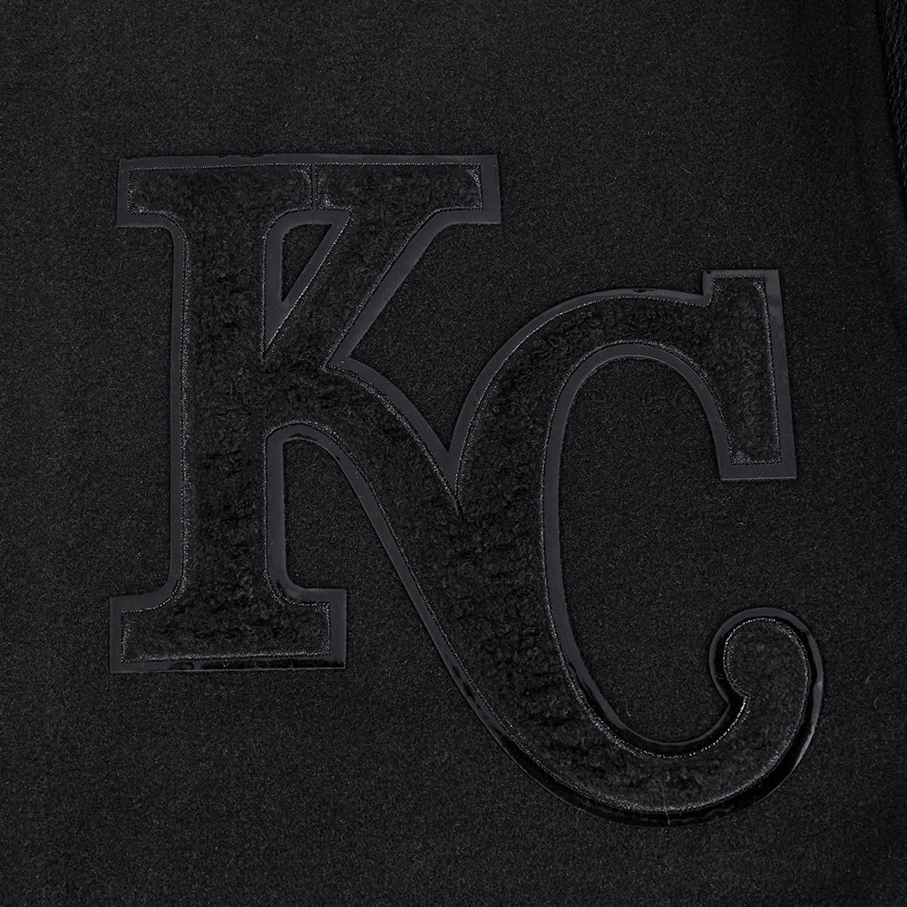 MLB KANSAS CITY ROYALS TRIPLE BLACK WOOL MEN'S VARSITY JACKET (TRIPLE BLACK) - Image 5