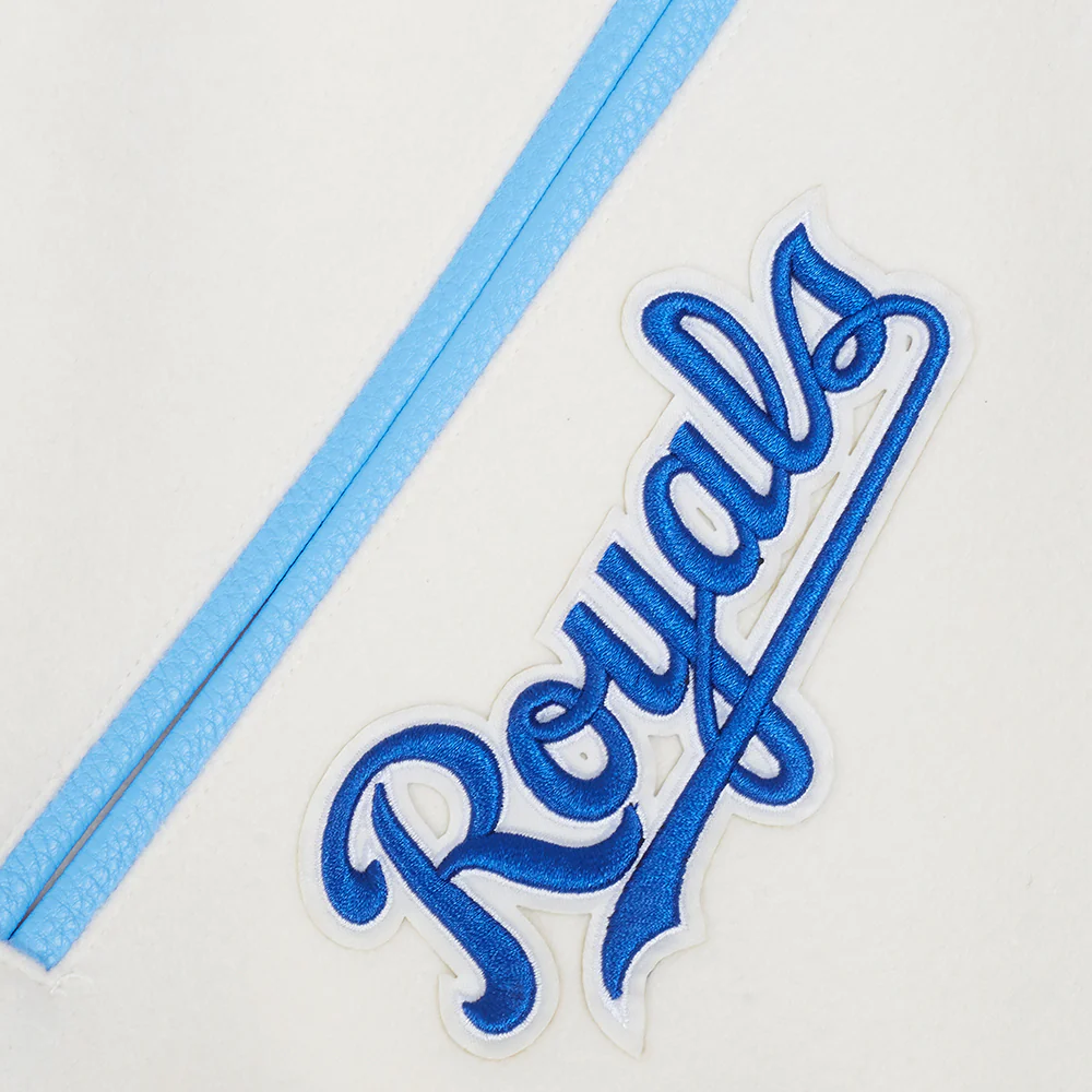 MLB KANSAS CITY ROYALS RETRO CLASSIC MEN'S RIB WOOL VARSITY JACKET (EGGSHELL/ UNIVERSITY BLUE) - Image 8