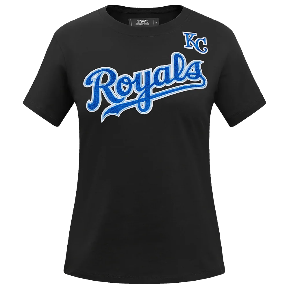 MLB KANSAS CITY ROYALS CLASSIC SHORT SLEEVE WOMEN'S SINGLE JERSEY SLIM FIT TOP (BLACK)