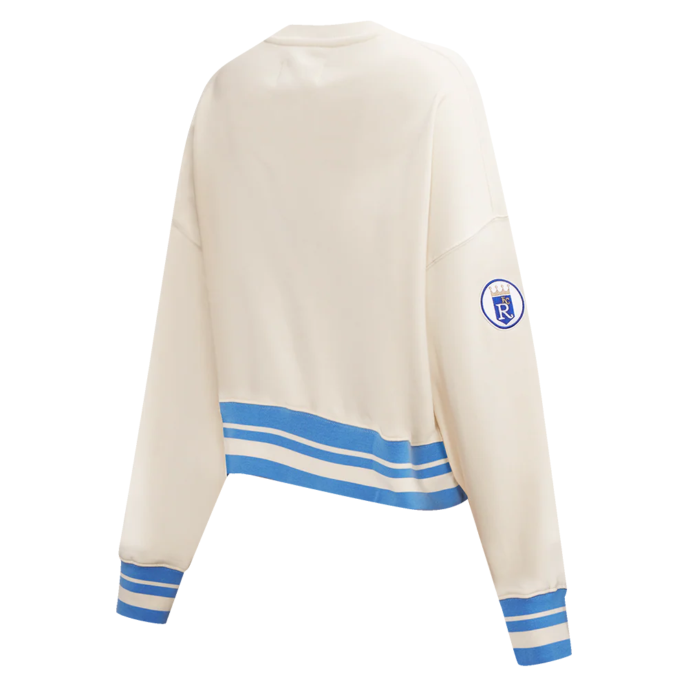 MLB KANSAS CITY ROYALS RETRO CLASSIC WOMEN'S CREWNECK (EGGSHELL/ UNIVERSITY BLUE) - Image 4