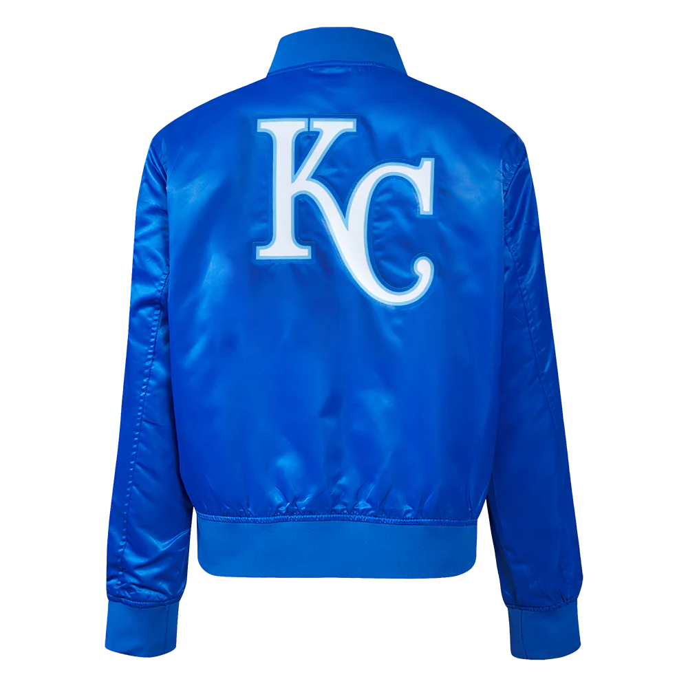 MLB KANSAS CITY ROYALS CLASSIC WOMEN'S SATIN JACKET (ROYAL BLUE) - Image 3