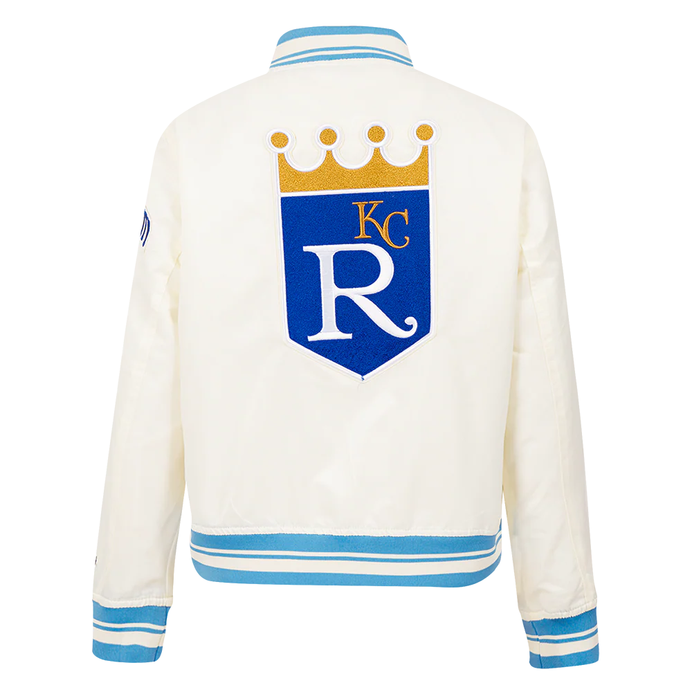 MLB KANSAS CITY ROYALS RETRO CLASSIC WOMEN'S RIB SATIN JACKET (EGGSHELL/ UNIVERSITY BLUE) - Image 12