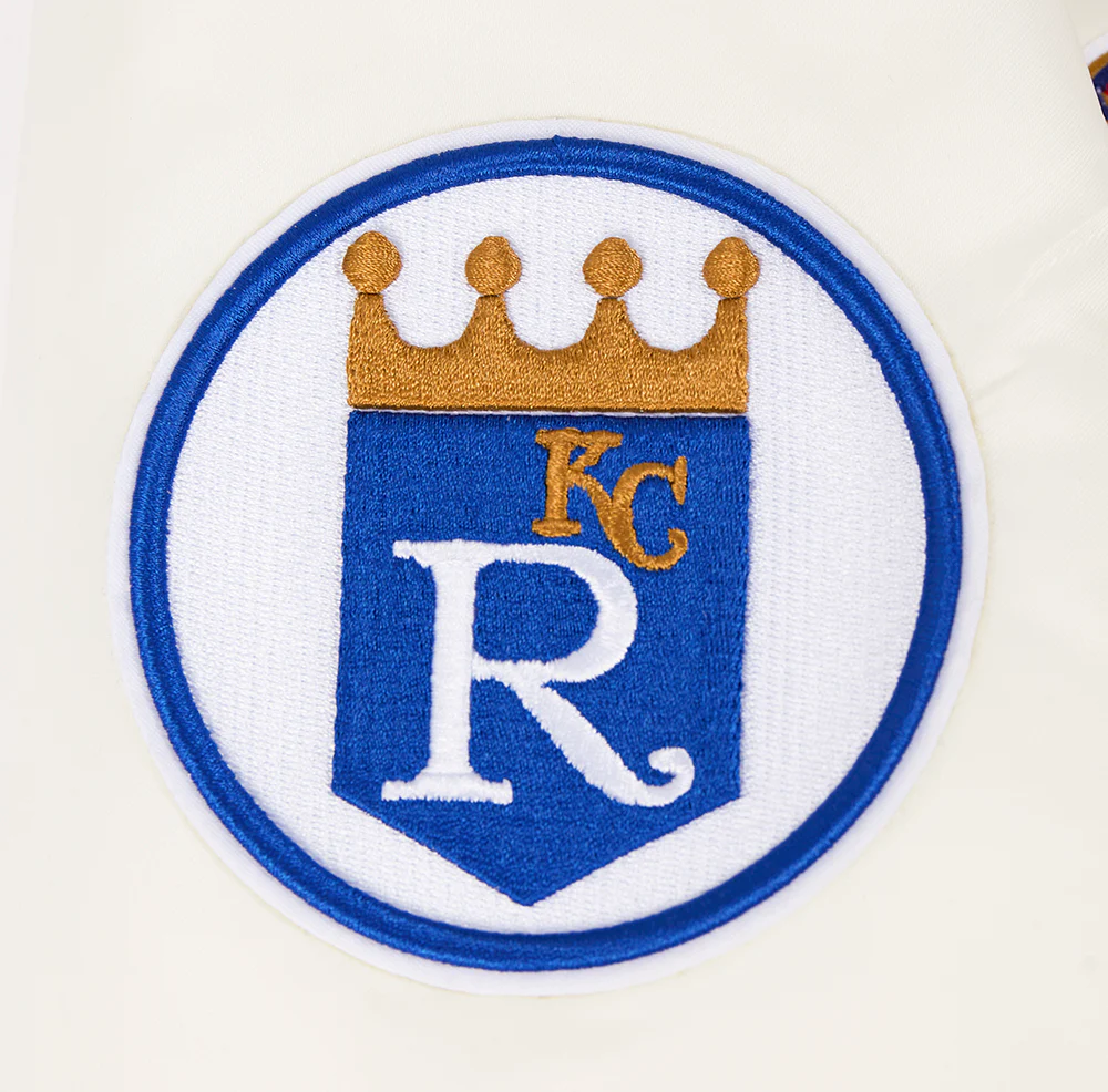 MLB KANSAS CITY ROYALS RETRO CLASSIC WOMEN'S RIB SATIN JACKET (EGGSHELL/ UNIVERSITY BLUE) - Image 7