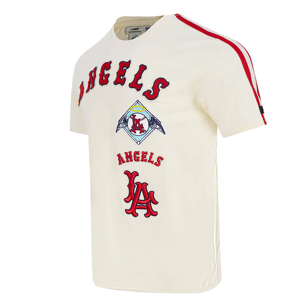MLB LOS ANGELES ANGELS RETRO CLASSIC MEN'S STRIPED TOP (EGGSHELL/ RED) - Image 2